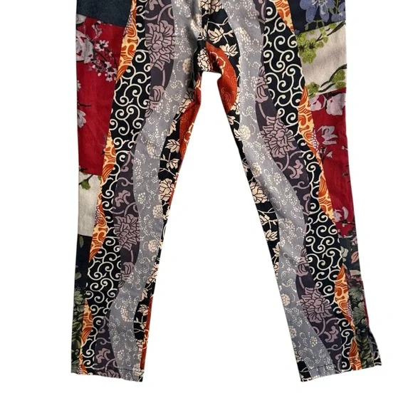 Biya by Johnny Was Patchwork Floral Pants Sz S Boho Straight Leg